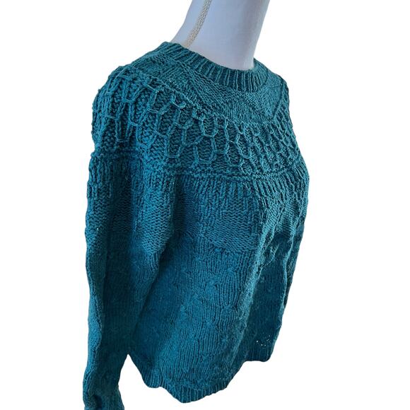 Vintage Woolrich Fair Isle Chunky Knit Crewneck Sweater Green L - Picture 3 of 5